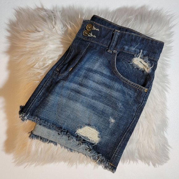 Sexy Mossimo Supply Co. Distressed Denim Skirt Size Large - Picture 1 of 8